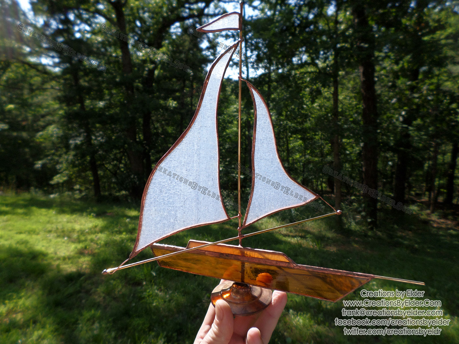 sailboat sculpture art glass desk free standing