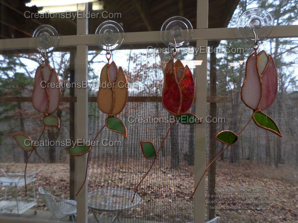 stained glass sg rose budz buds suncatcher