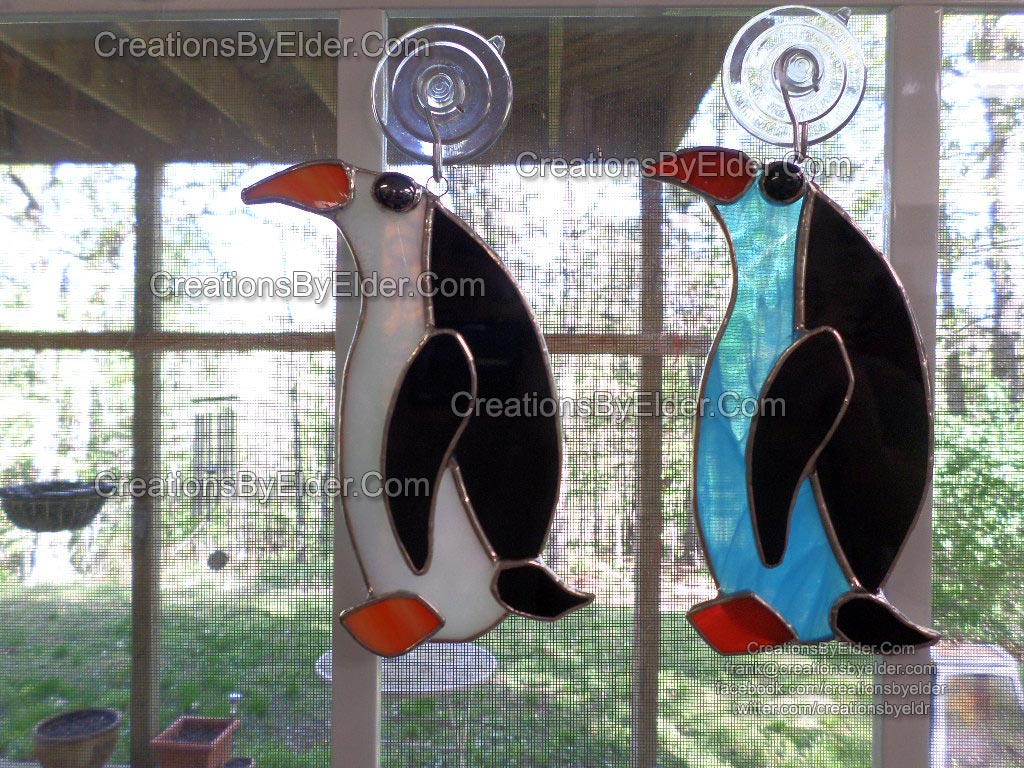 stained glass suncatcher sun catcher penguin sg penguinz