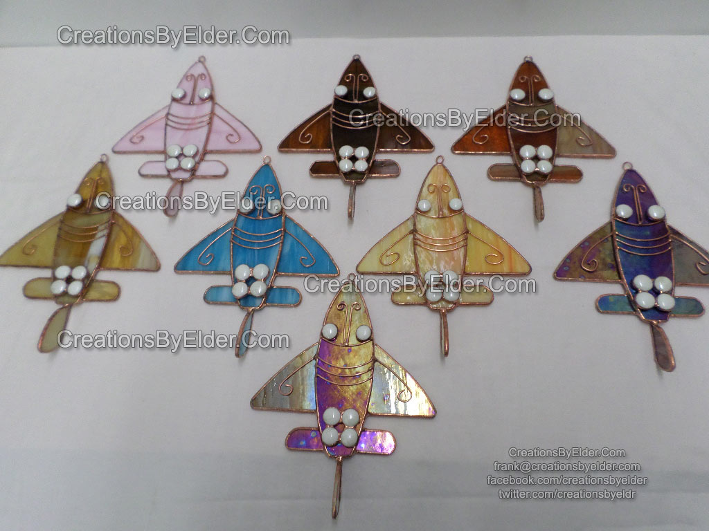 sg ancient airplanez airplane stained glass art suncatcher saqqara egypt dr. khalil messiha egyptian precolombian central south america gold trinket zoomorphic reversedihedral wing