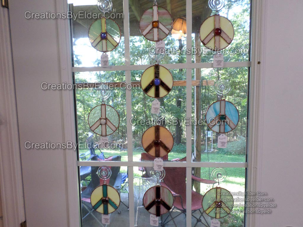 stained glass suncatcher sun catcher peace sign sg peace signz