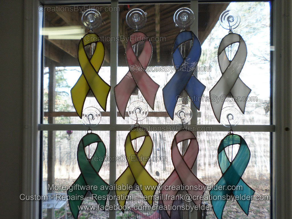 stained glass sg ribbonz cancer ribbon donation charitable american cancer society art gift giftware