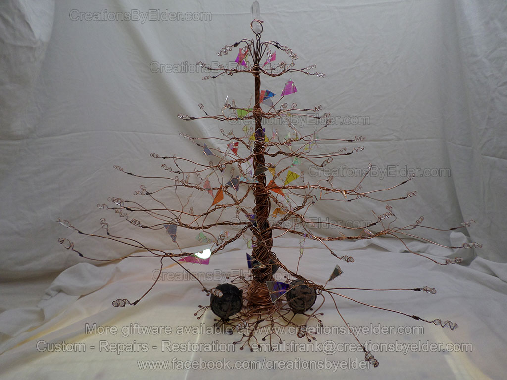 trinity tree copper quartz dichroic glass sculpture frank francis elder artist metaphysical mind body spirit