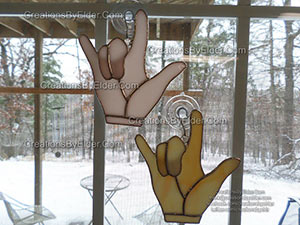 stained glass copperfoil i love you sign language suncatcher sun catcher